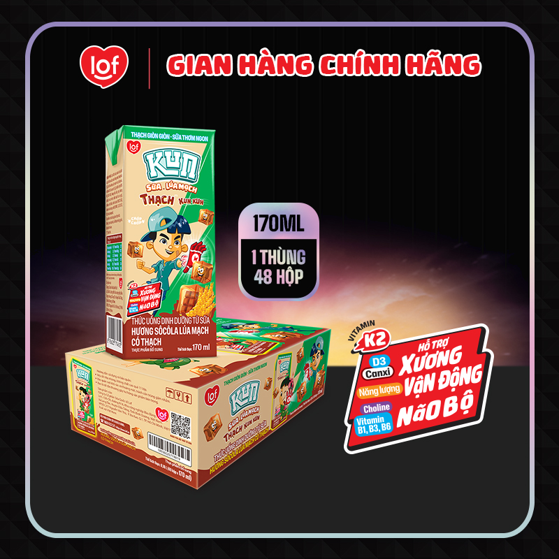 Kun Sôcôla lúa mạch có Thạch thùng 48 hộp x 170ml