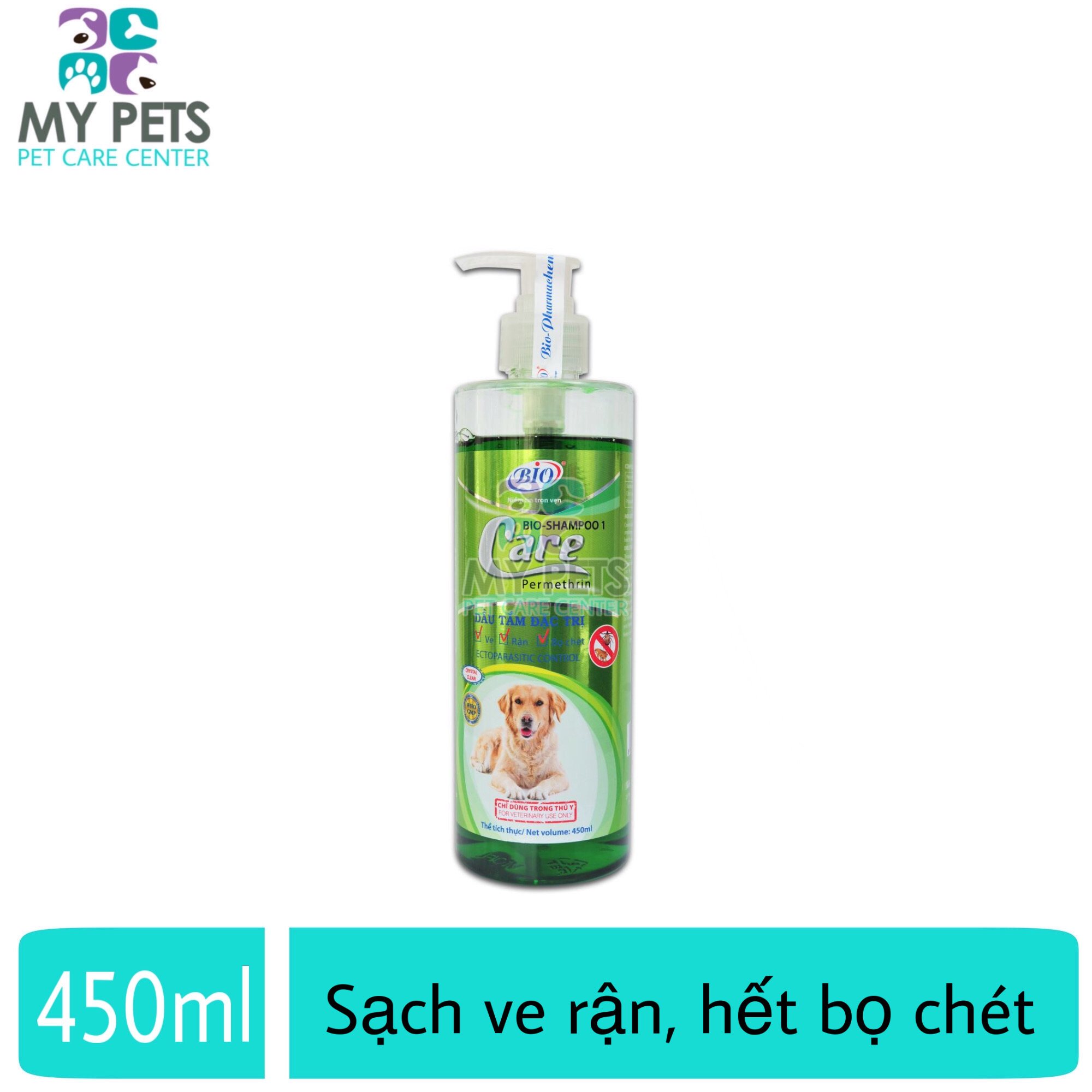Sữa tắm diệt ve ghẻ rận tai cho chó mèo - Bio Care Premium 450ml