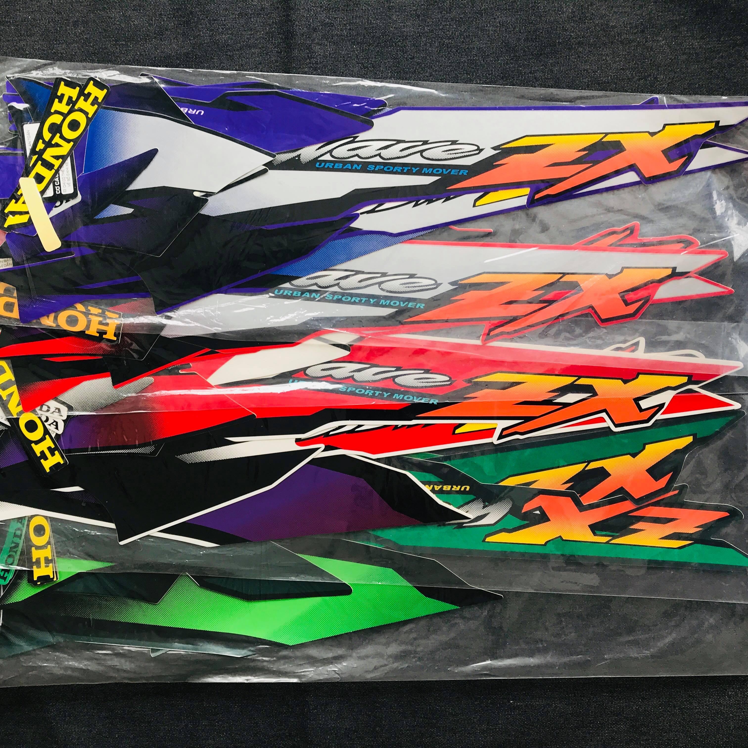 [NEW] Bộ tem  cho xe WAVE ZX ZIN 3 LỚP (MÀU TÍM)