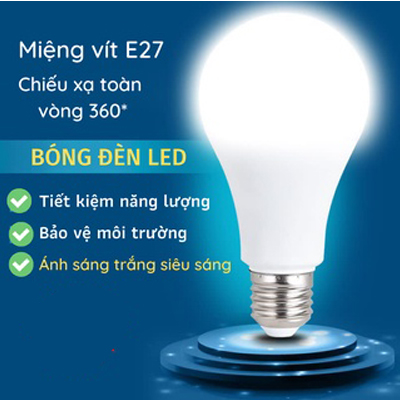 BÓNG ĐÈN LED ĐUÔI E27(TRẮNG/VÀNG) TIẾT KIỆM ĐIỆN NĂNG