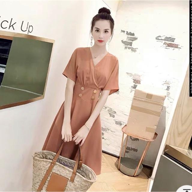 Đầm kem 4 nút (kèm hình thật)