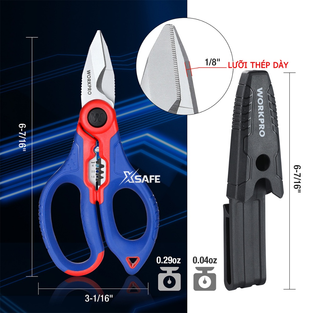 Workpro wp294003 electrician sharp saw blade easy cutting cable cos cutter electrical wire stripping-Intl