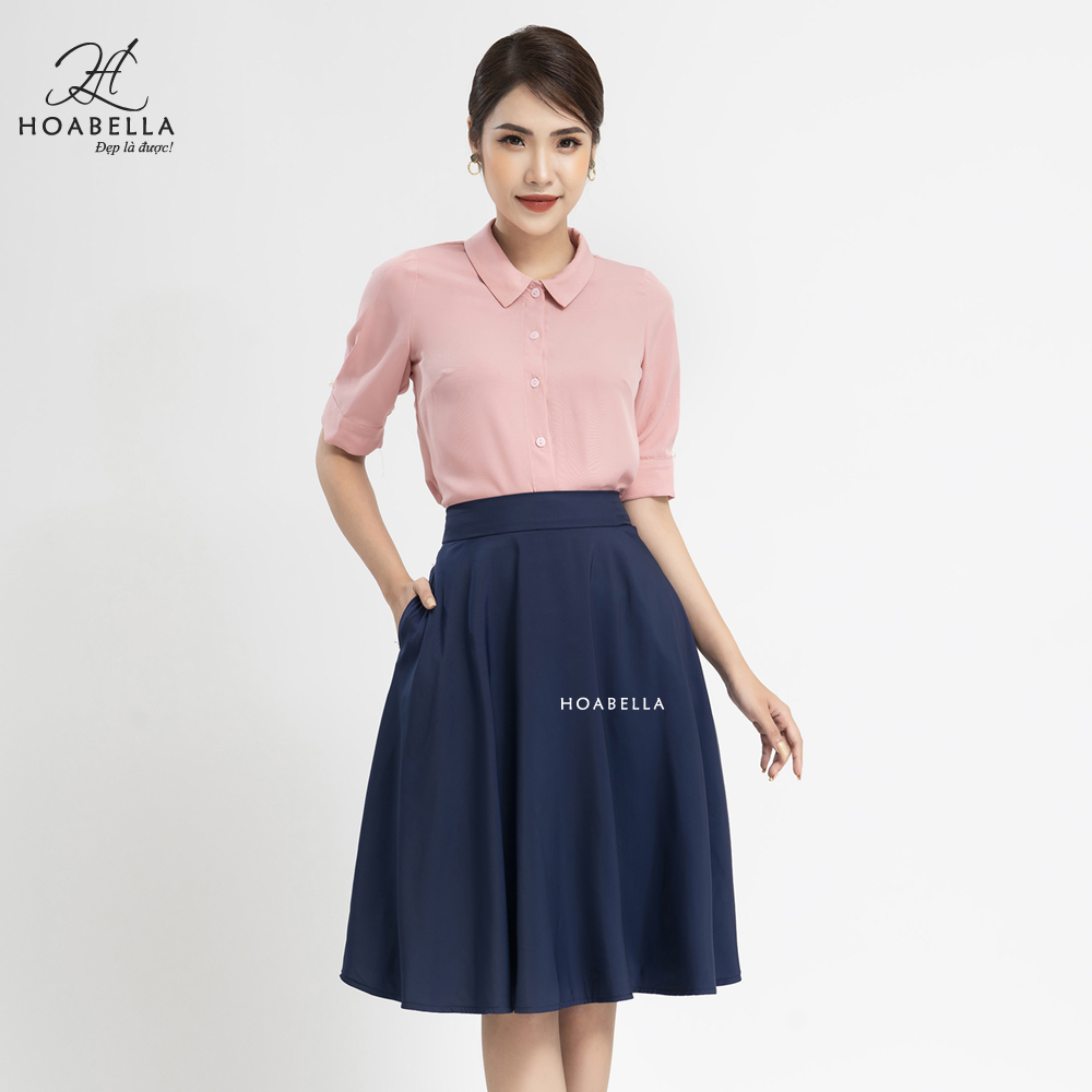 Áo Sơ Mi Nữ HOABELLA Cổ Sen, Tay Lỡ, Lụa Chéo (SM106)
