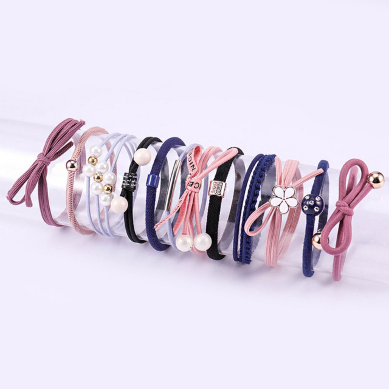 12 PCs Korean hair ties cute multi-functional headband hair band with box for gift