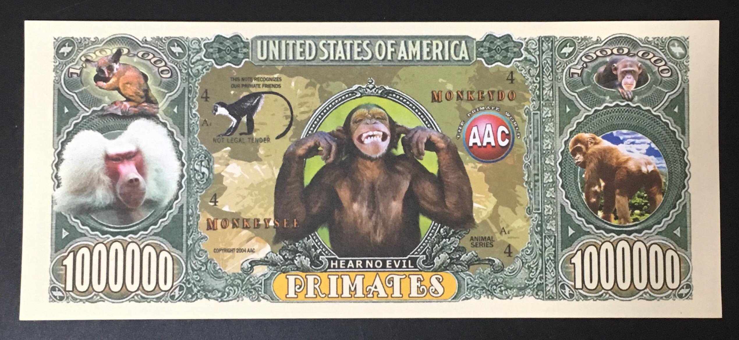 Tiền Kỷ Niệm 1 Triệu USD Hình Con Khỉ