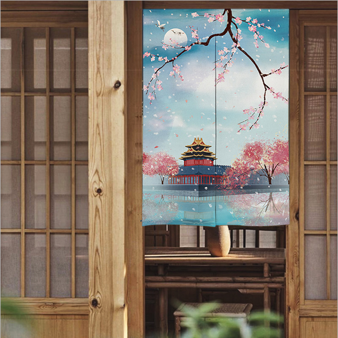 Rèm cửa 2 vạt kiểu Nhật 100x140cm (tặng kèm thanh treo)