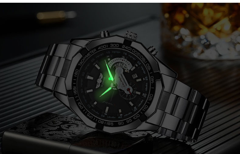 Đồng hồ cơ lộ máy có lịch ngày Winner W050