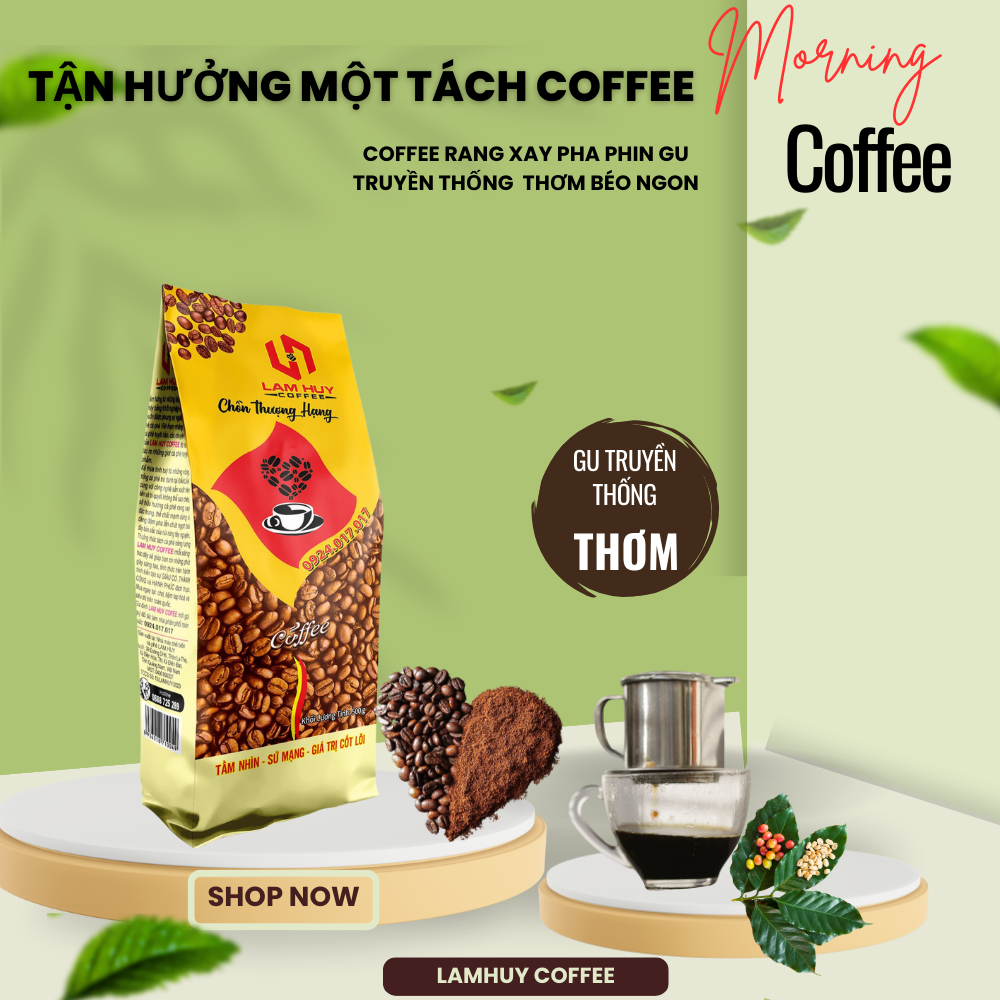 (1Kg) cà phê Lam Huy pha phin ngon đặc biệt uống bao ghiền
