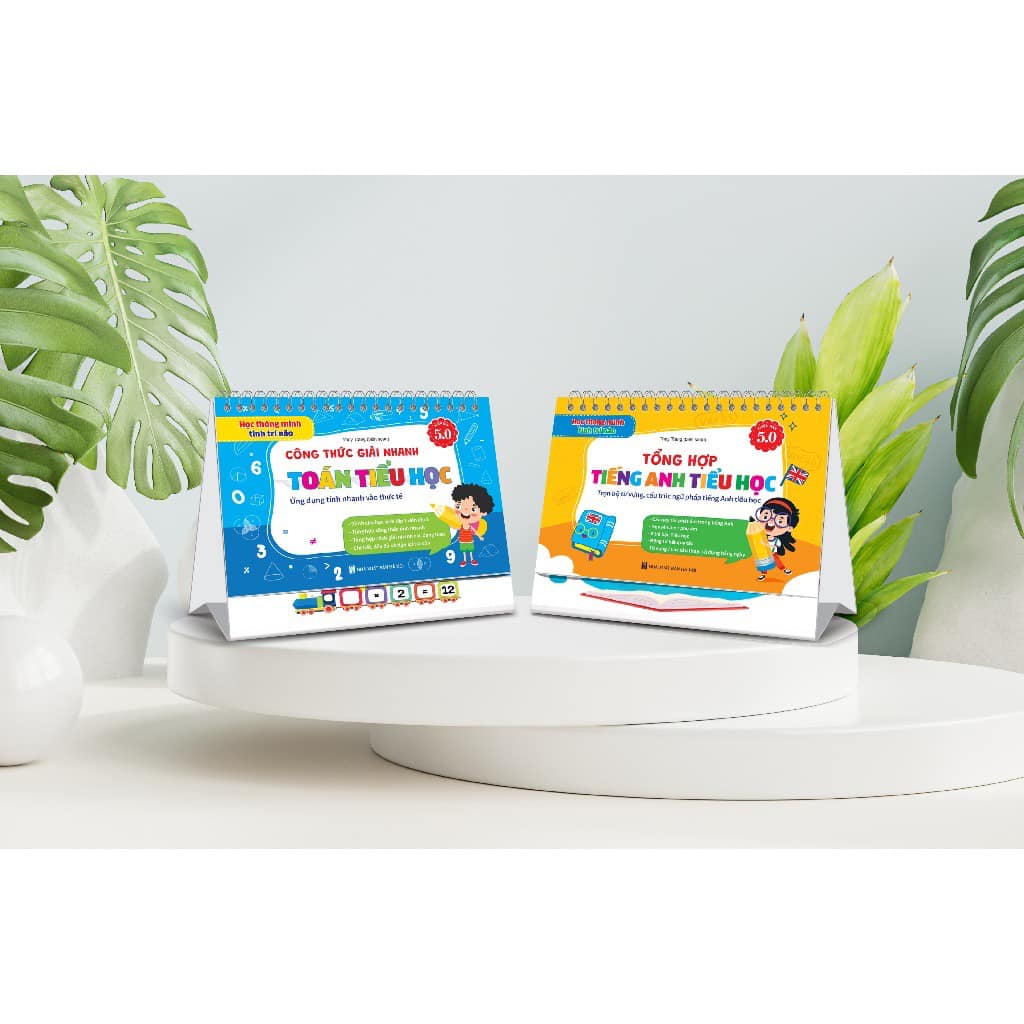 Bộ 3 cuốn lịch công thức toán, tiếng việt, tiếng anh cho học sinh tiểu học