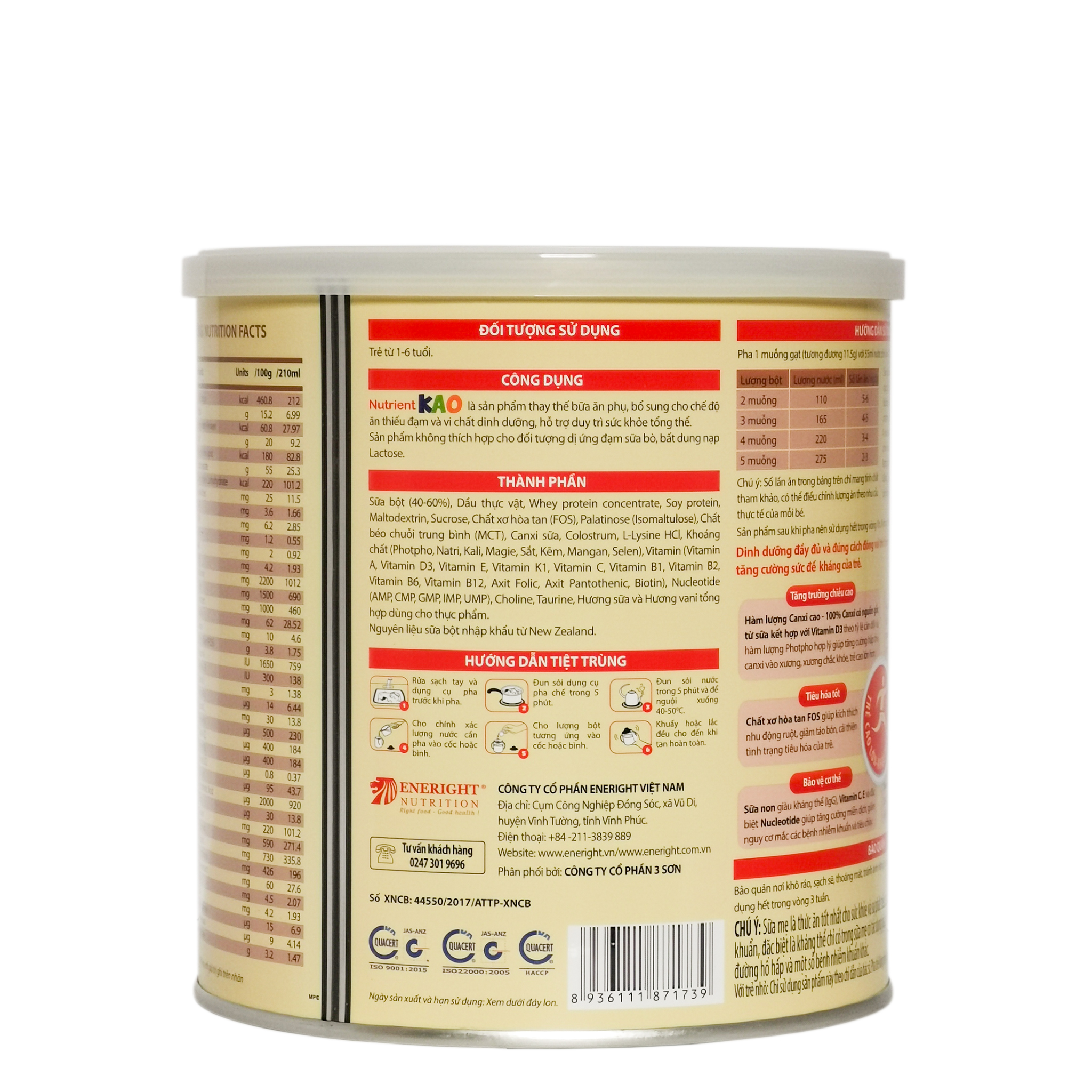 Sữa Bột Nutrient KAO Hộp 700g (Cho trẻ 1~6 tuổi)
