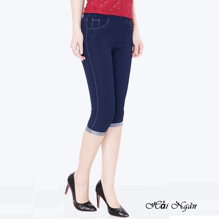 Quần legging dáng lửng chất vải giả jean có big size đến 110kg-chm