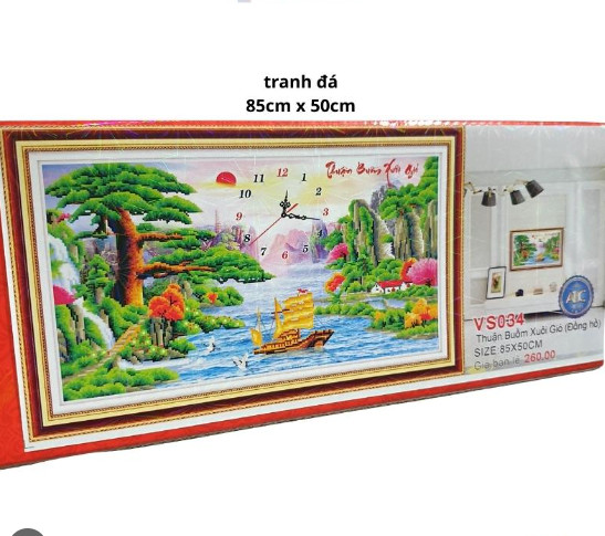 Tranh đính đá Thuận buồm xuôi gió VS034 (85x50cm). Công nghệ in tiên tiến tạo nên màu sắc hình ảnh chân thực và sống động + Sản xuất trên dây chuyền của Nhật