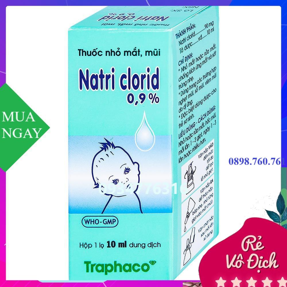 Nước muối sinh lý Nacl 0,9% Traphaco nhỏ mắt, mũi