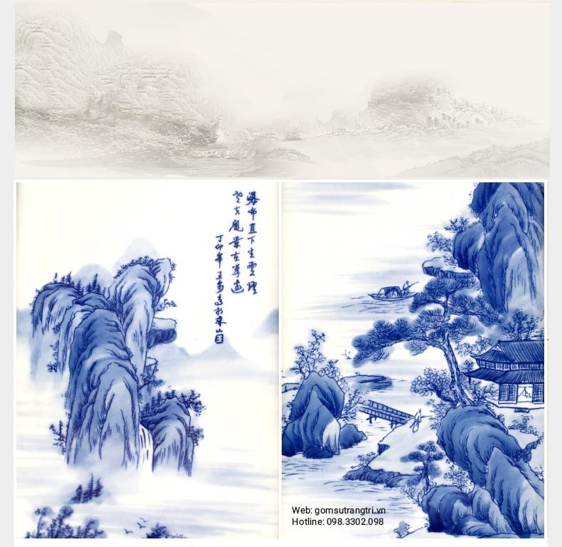 TRANH SƠN THỦY vẽ tay TỨ CẢNH