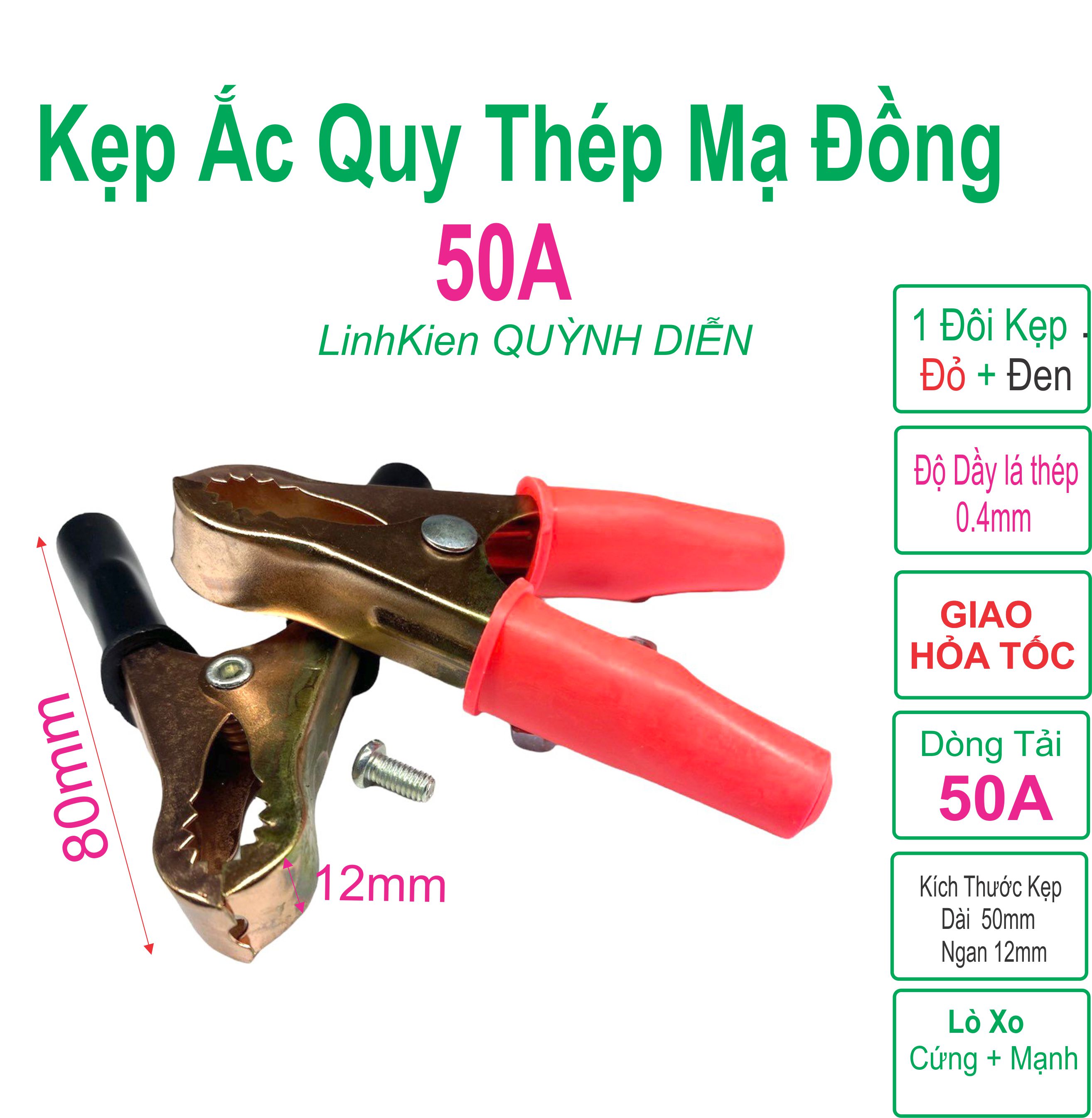 Combo 10 căp kẹp ắc quy 50ampe mạ đồng đỏ đen