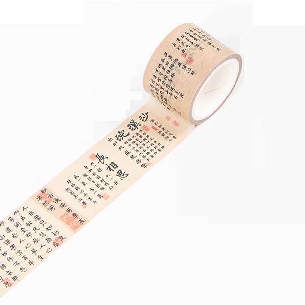 (Full Cuộn) Cuộn Washi tape Cổ trang Chữ Trung