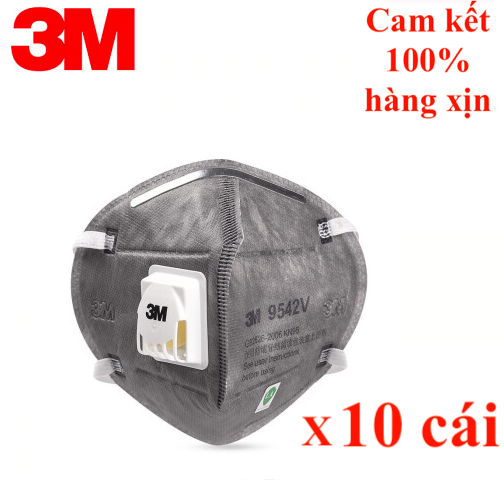 Combo 20-10-5-1 Cái Kẩu Trang 3M 9541V hoặc 9542V KN95 hàng hãng Xịn, chất liệu vải không dệt tĩnh điện chứa than hoạt tính, có van thở điều hoà, chống Virus, chống bụi siêu mịn PM2.5 dây đeo qua đầu chống
