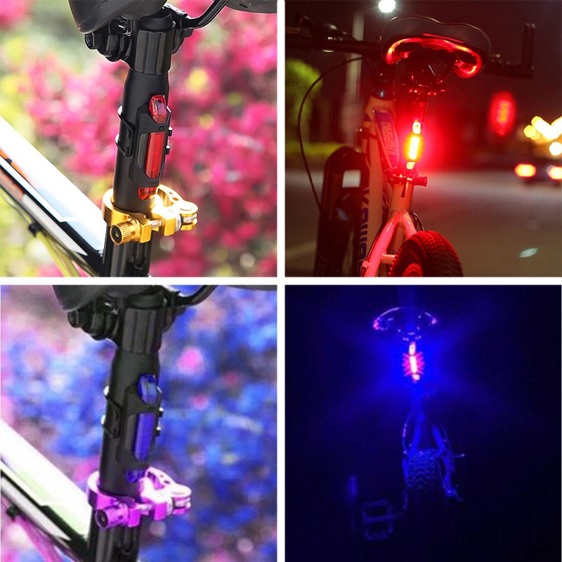 [HCM]Đèn báo hiệu gắn đuôi xe đạp 5 bóng LED có cổng sạc USB