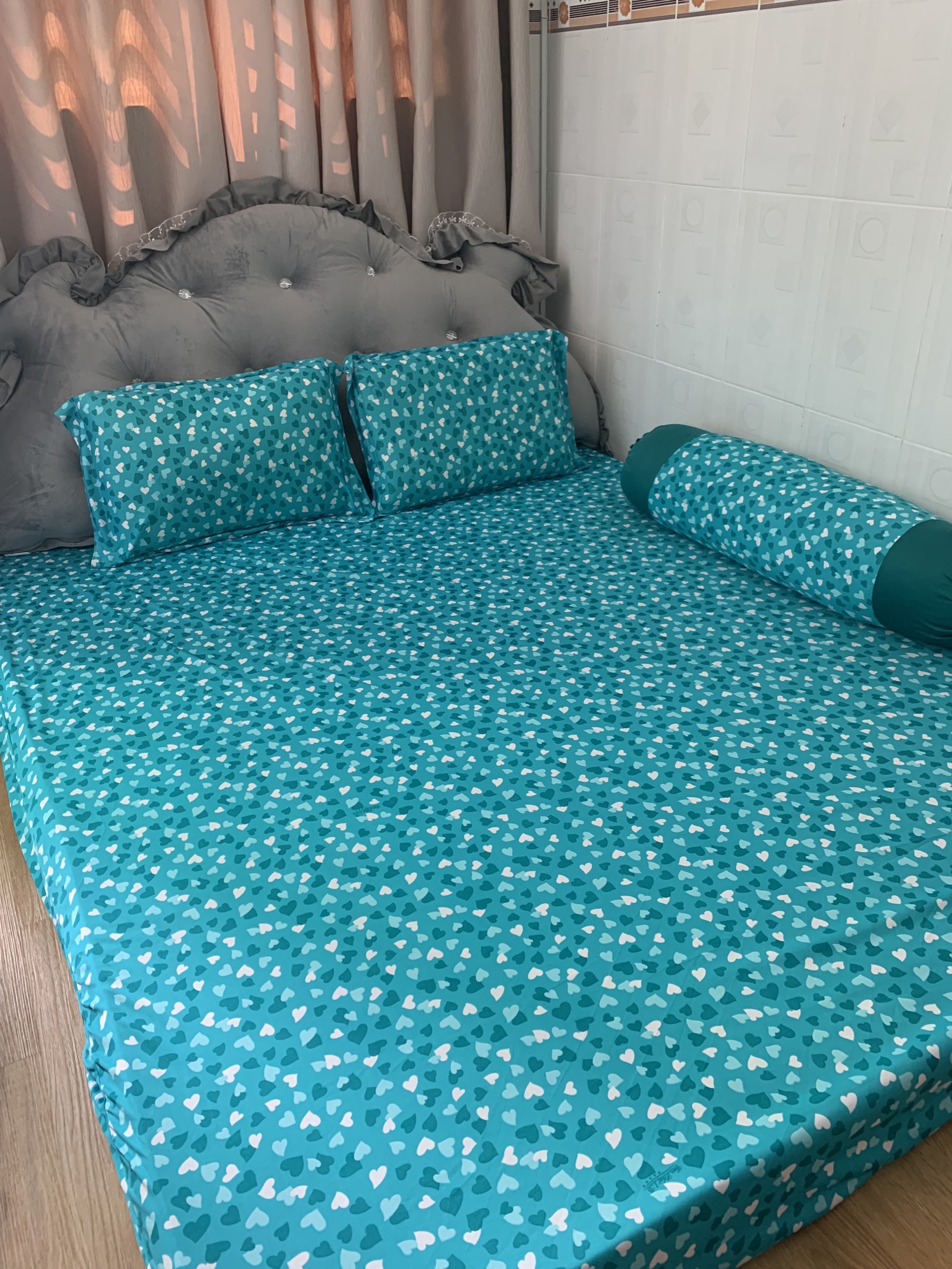 Bộ drap thun Hàn quốc mẫu trái tim