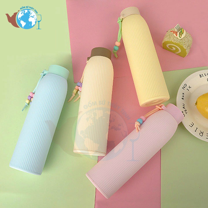 [HCM]BGN01 Bình nước thủy tinh giữ nhiệt 420ml vỏ bọc