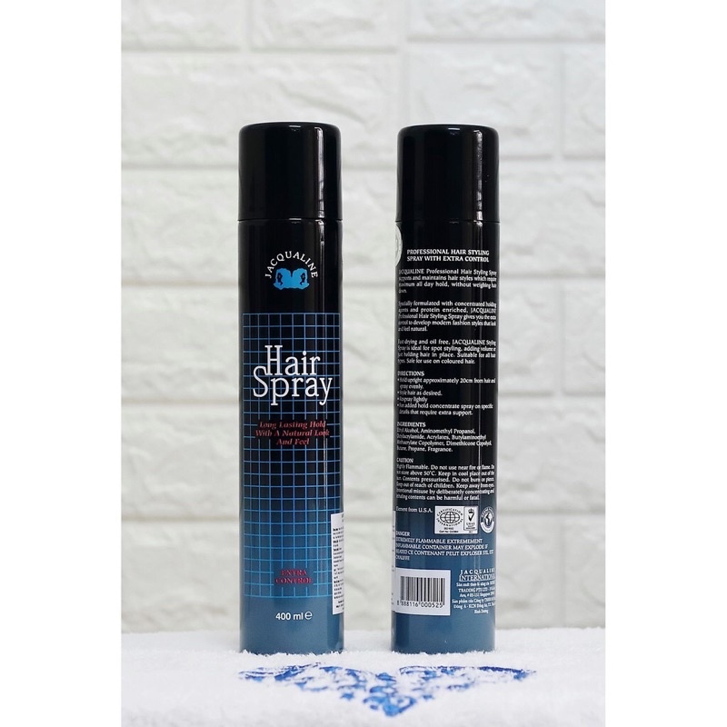 Gôm Xịt Tóc, Keo xịt tóc loại cứng Jacqualine Long Lasting Hold Hair Spray 400ml