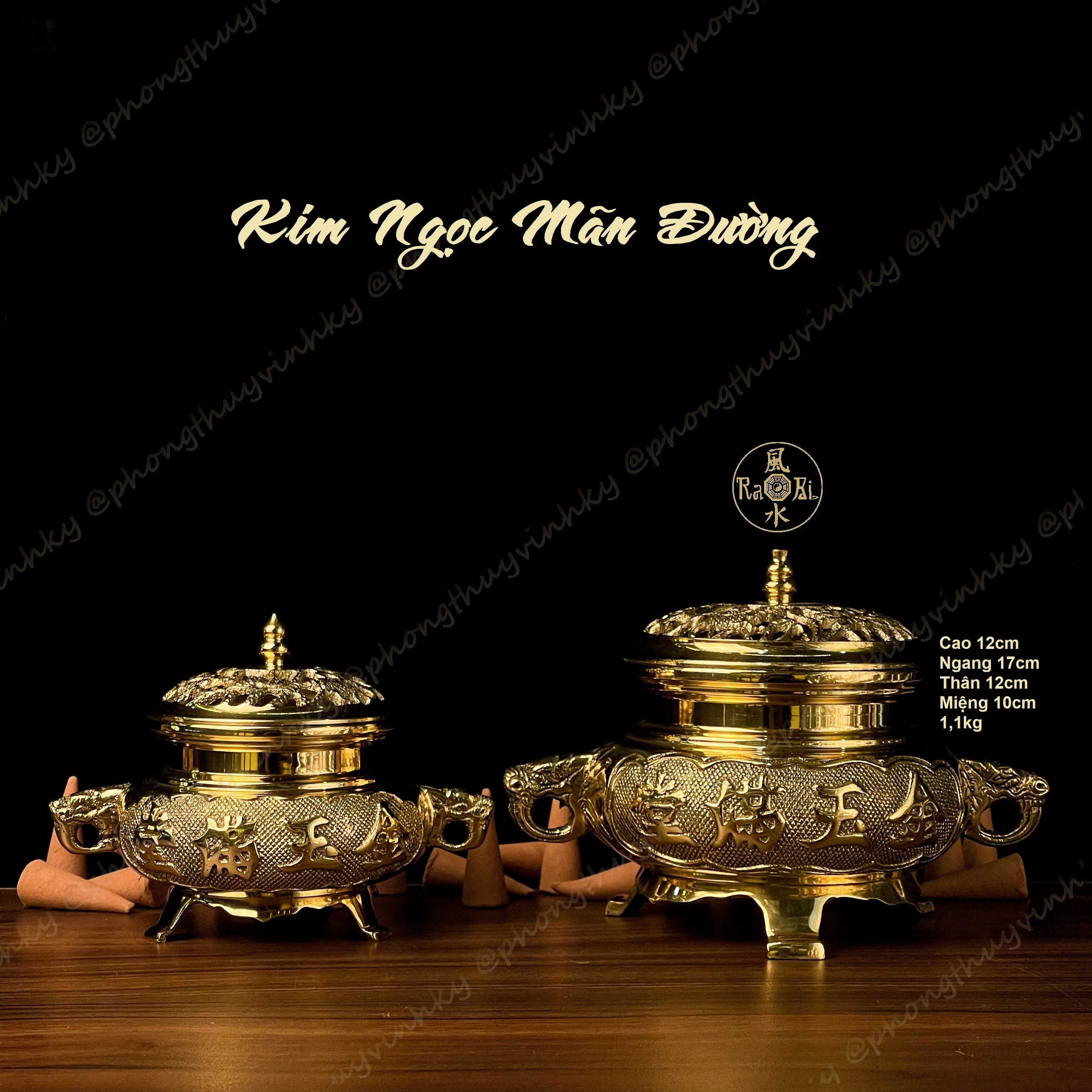 Lư xông trầm 12cm - vật phẩm đồng vĩnh tiến chất lượng cao