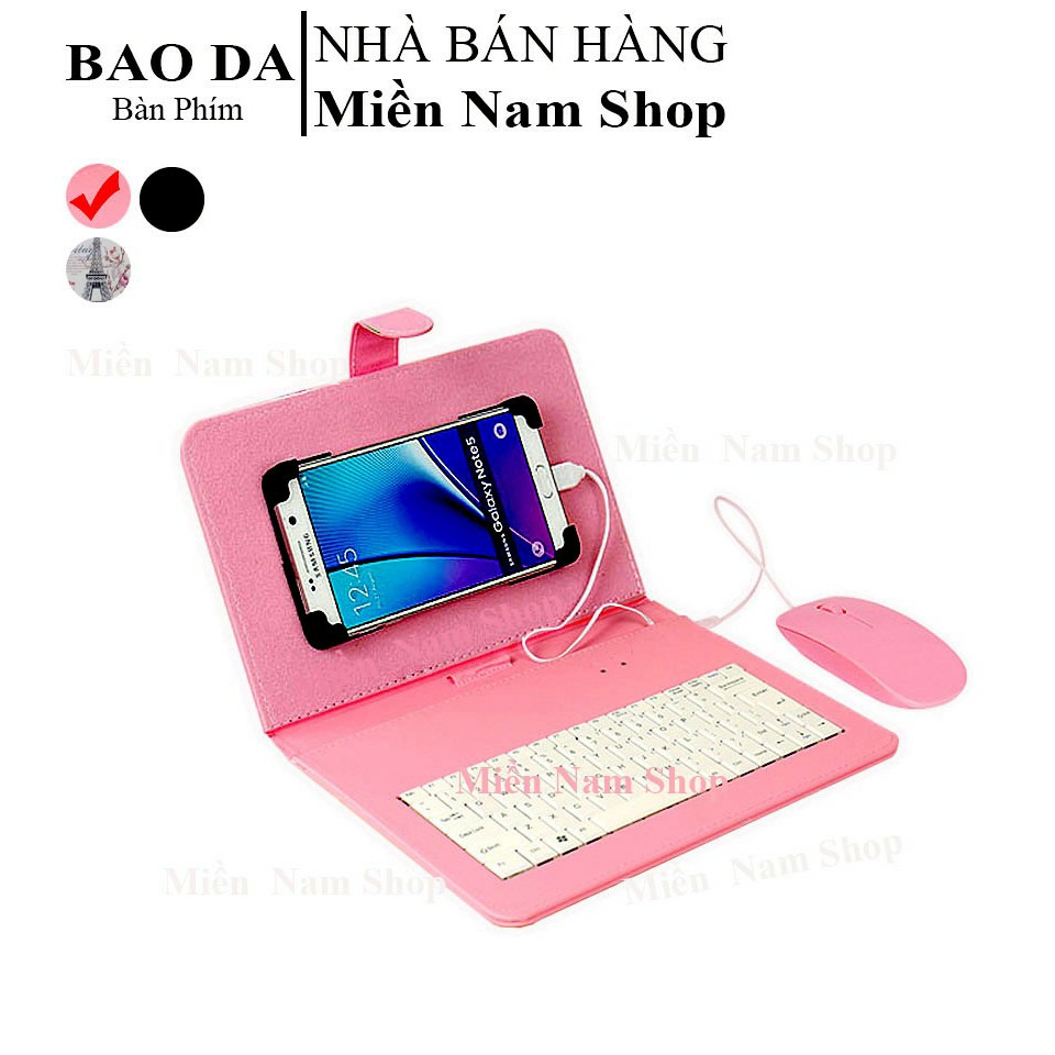 Bao Da Bàn Phím + chuột + Lót chuột cho điện Thoại Android Có Dây (Màu Đen)