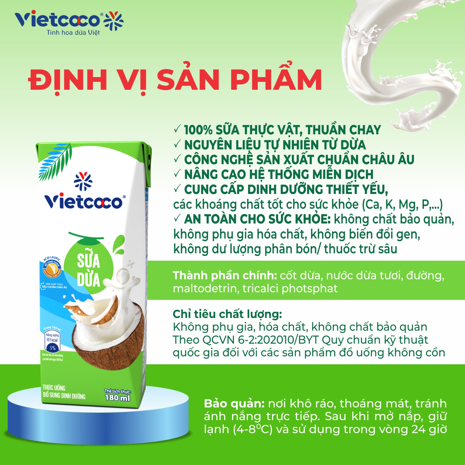 Sữa dừa UHT Vietcoco 180ml-Lốc 8