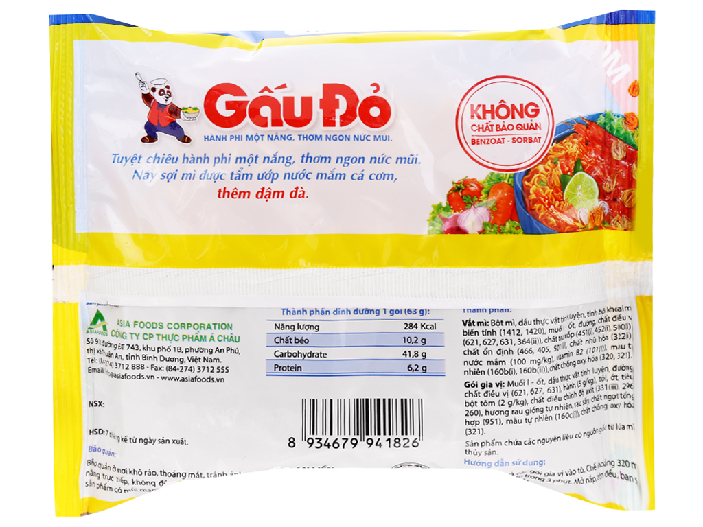 Thùng Mì Gấu Đỏ Tôm Chua Cay 30 gói