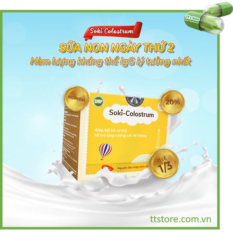 [HCM]SOKI COLOSTRUM [Hộp 20 gói] - Sữa non tăng sức đề kháng [sokicolostrum sokitium soki tium]