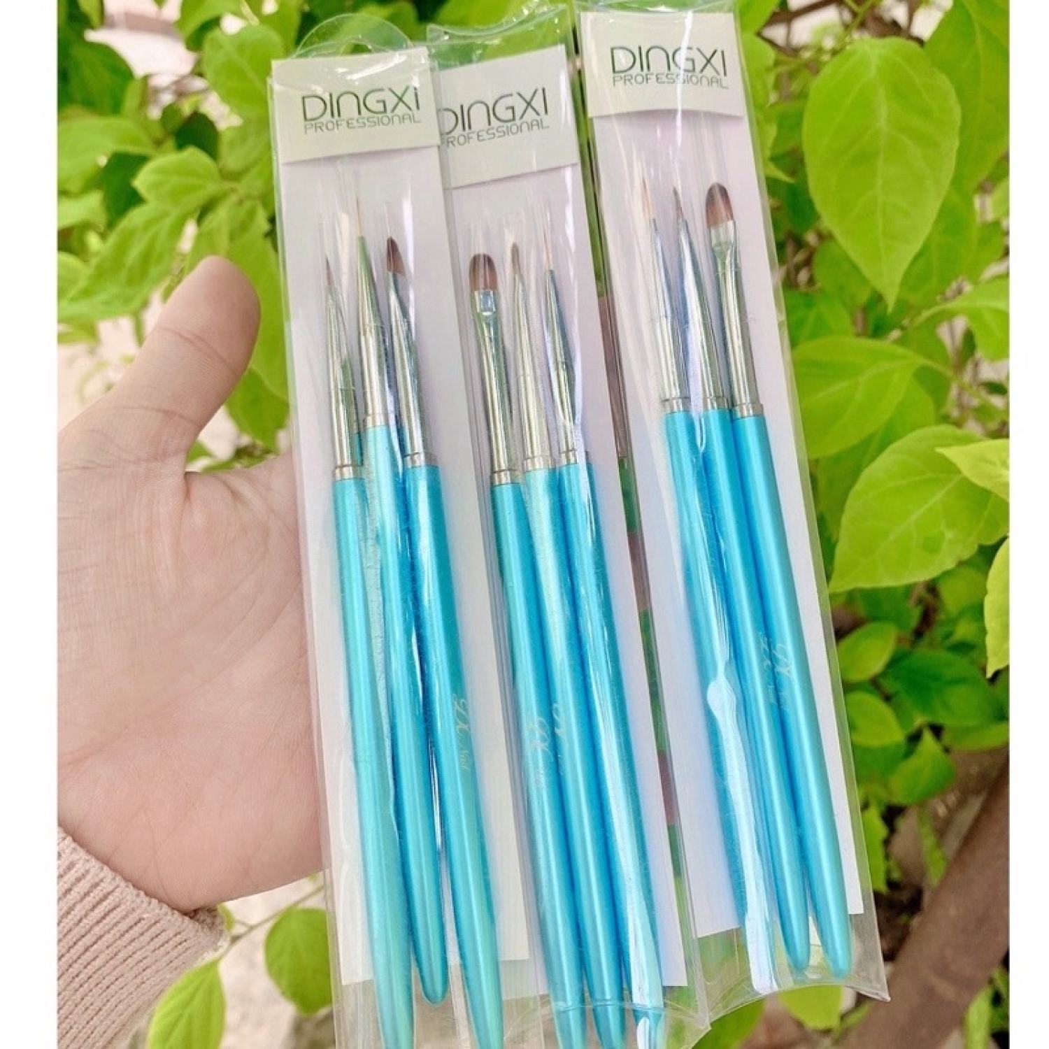 Bộ cọ xanh 3 cây DINGXI(cọ nét,cọ đắp ɡel,cọ hoa cúc)