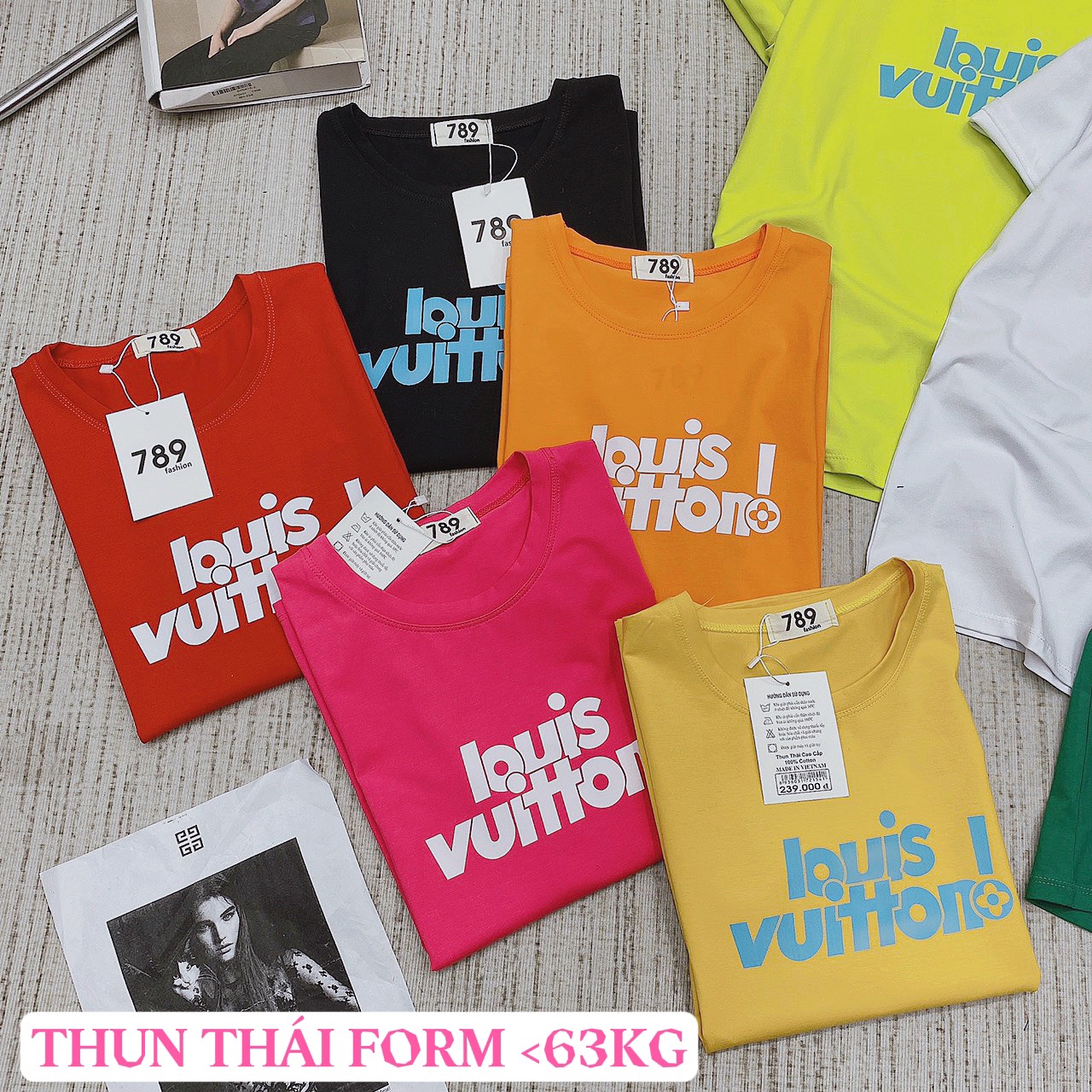 Áo thun thái in chữ form rộng thun mịn mát