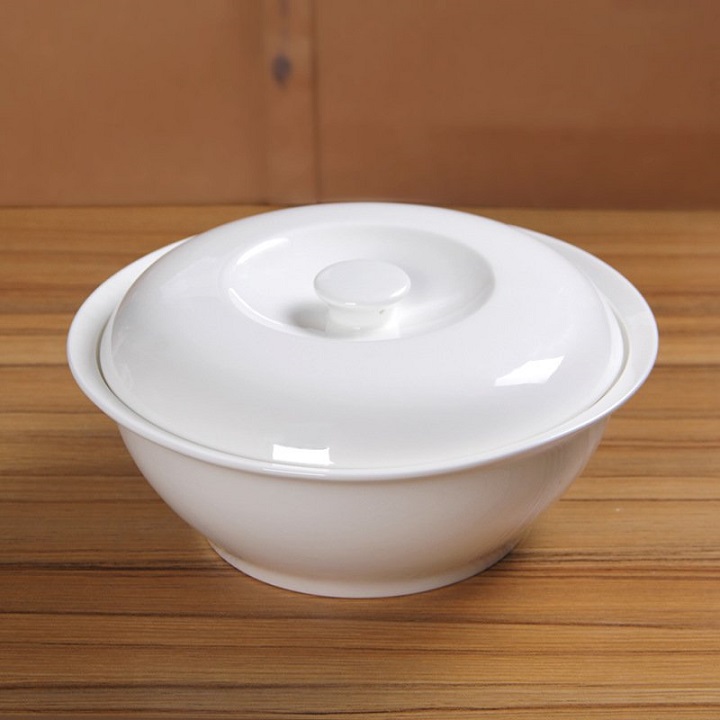 [HCM]thố sứ trắng kèm nắp - thố sứ