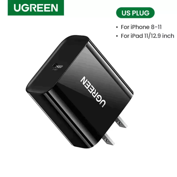 UGREEN 18W USB C Power Delivery Charger for Huawei Matepad Quick Charge Mobile Phone Charger for Samsung, iPhone 11 iPad Pro 2018, Huawei Fast 9V2A PD Charger