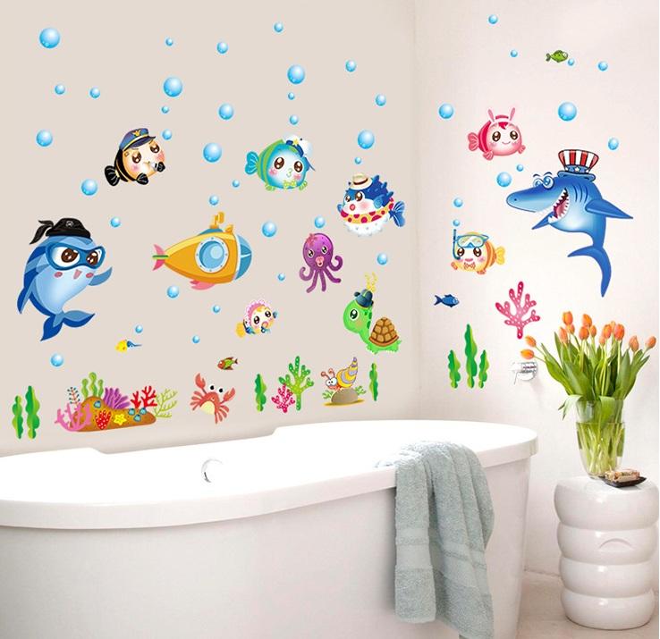 Decal dán tường Cá biển sắc màu- T20-kiddecals