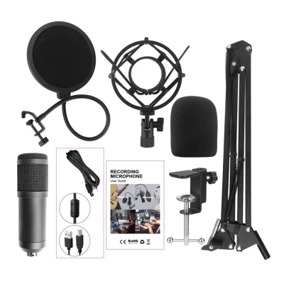 Recording Studio Set Condenser Microphone Audio Studio Sound Recording USB Microphone Kit 192KHZ/24BIT Professional Podcast Condenser Mic for PC Studio Recording Mic Kit with Sound Card