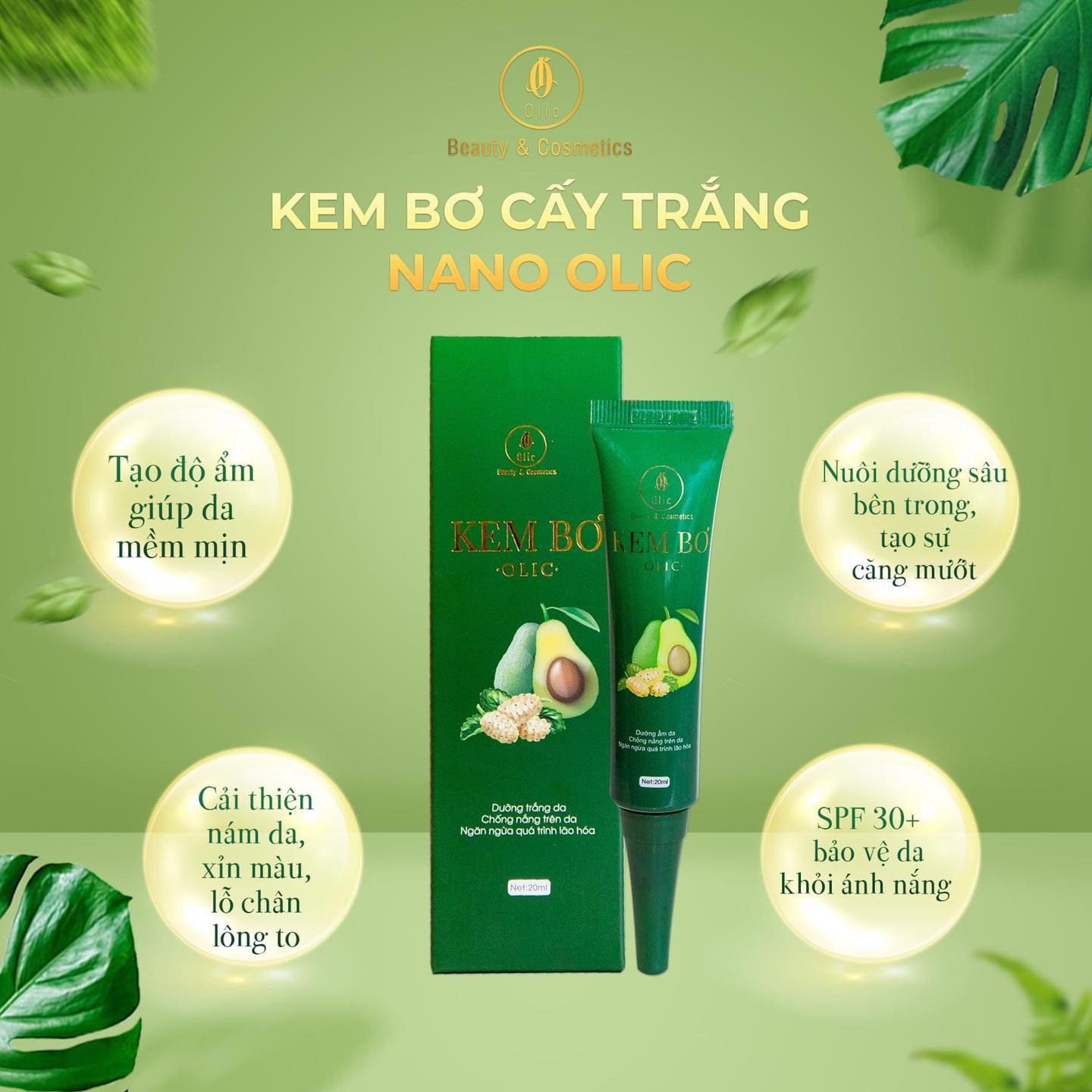 Kem bơ cấy trắng nano olic chính hãng - kem bơ olic