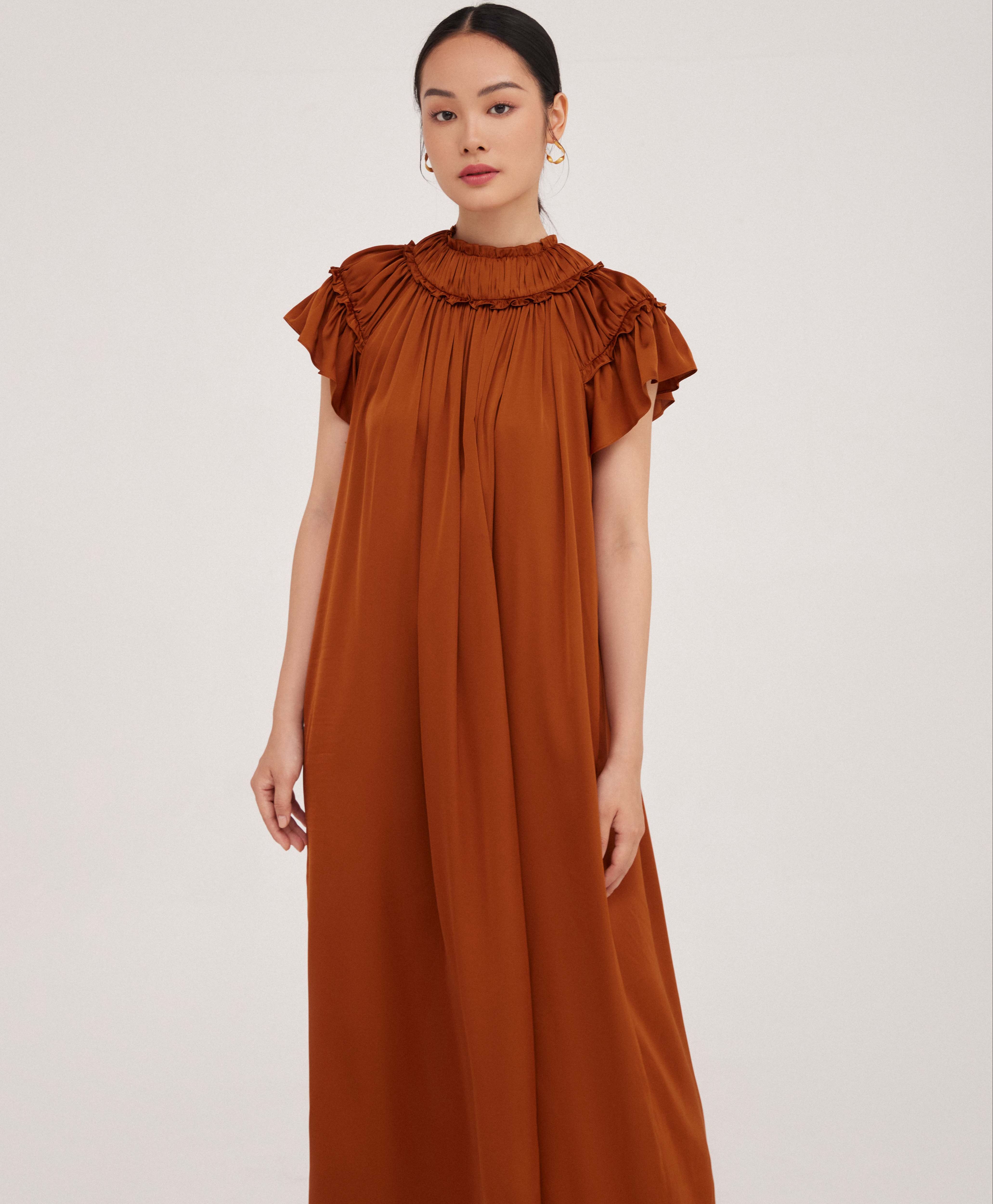 Đầm lụa dài Mauve Queen dress