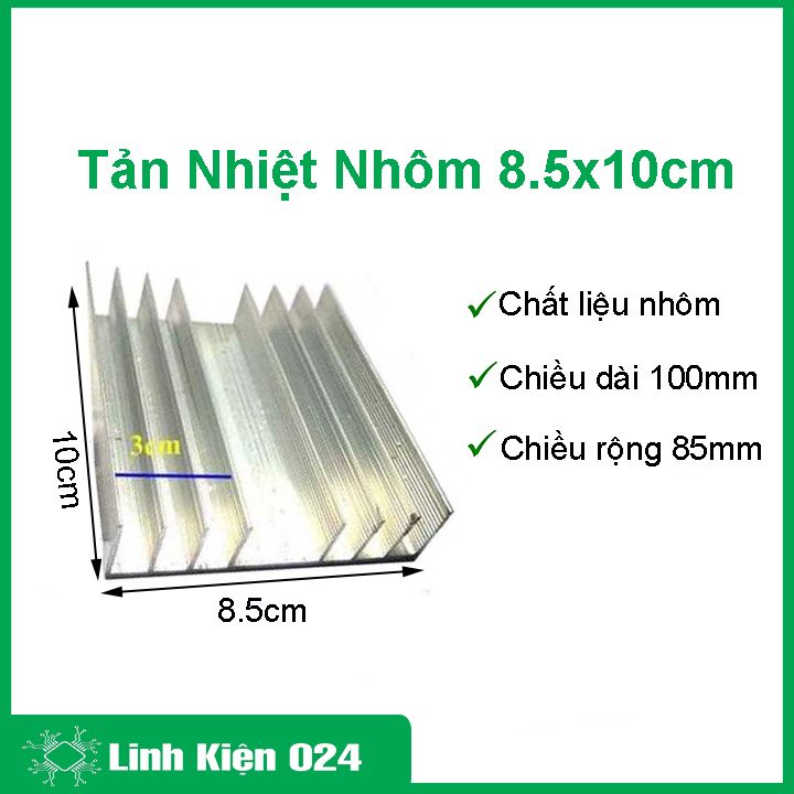 Tấm tản nhiệt nhôm 8.5x10cm 8 lá cánh, dùng tản nhiệt, làm mát các thiết bị điện tử Led, RAM, CPU... chất lượng cao