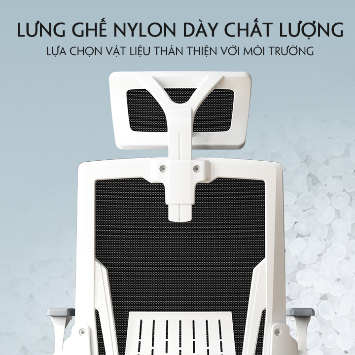 Ghế công thái học Ergonomic, ghế làm việc văn phòng đệm cao su cao cấp ngả lưng thư giãn