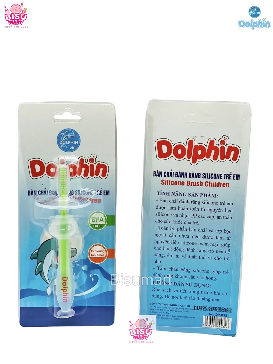 Bàn chải tập đánh răng silicone Dolphin cho bé