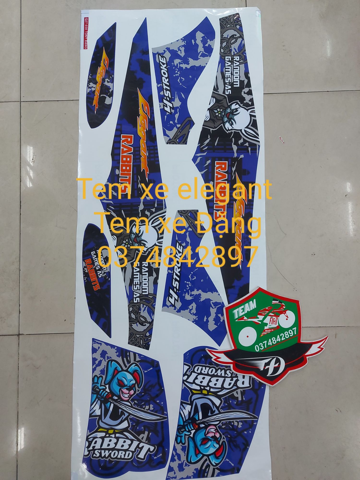 [HCM]Tem xe elegant  mẫu tem rời cao cấp dán xe xanh xe đen