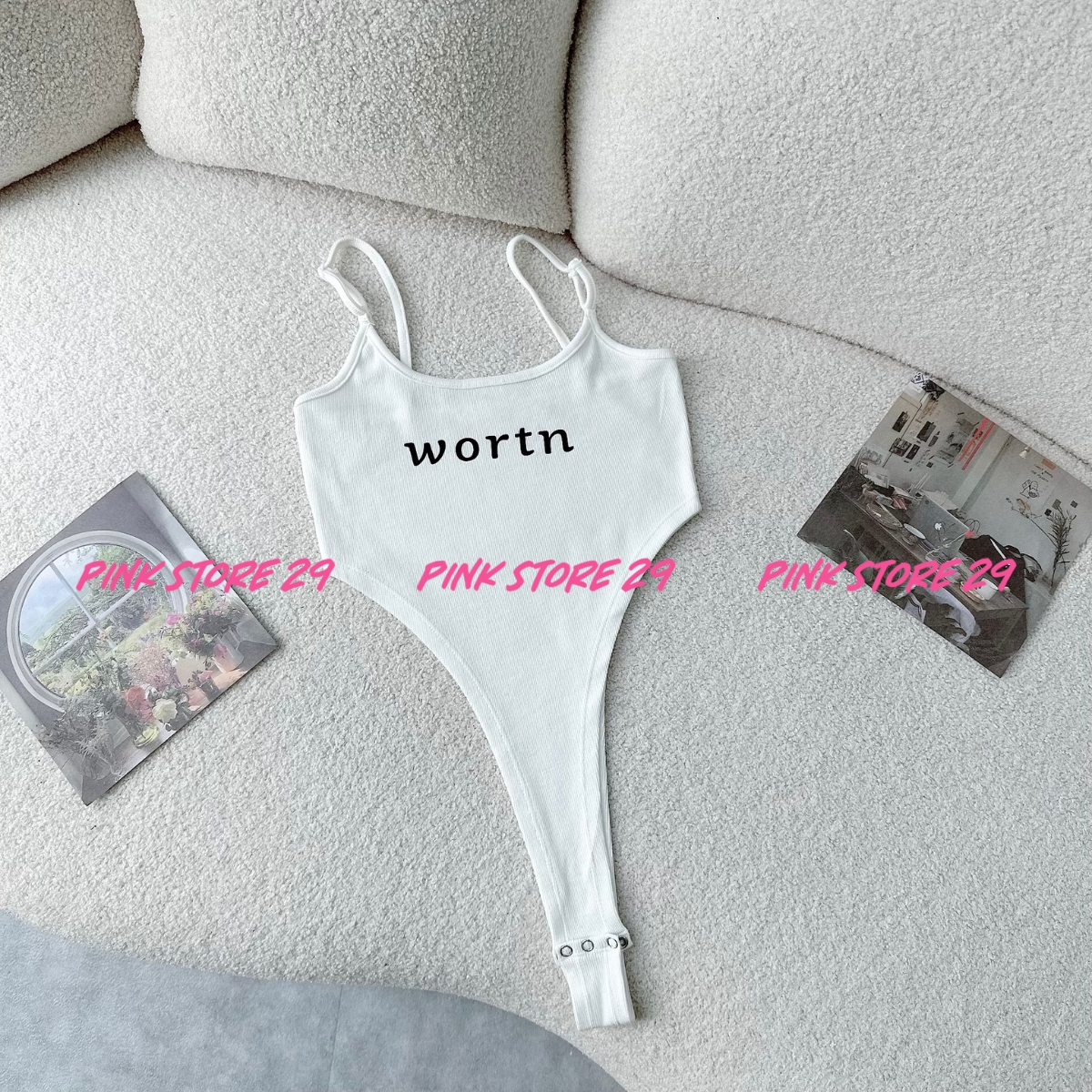 Áo bodysuit 2 dây pinkstore29 khoét eo sâu gợi cảm wortn a5743