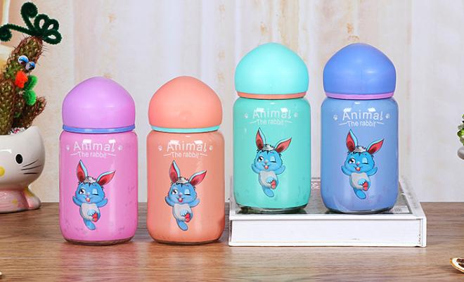 [MỚI] Bình nước thủy tinh tai thỏ siêu đáng yêu 400ML