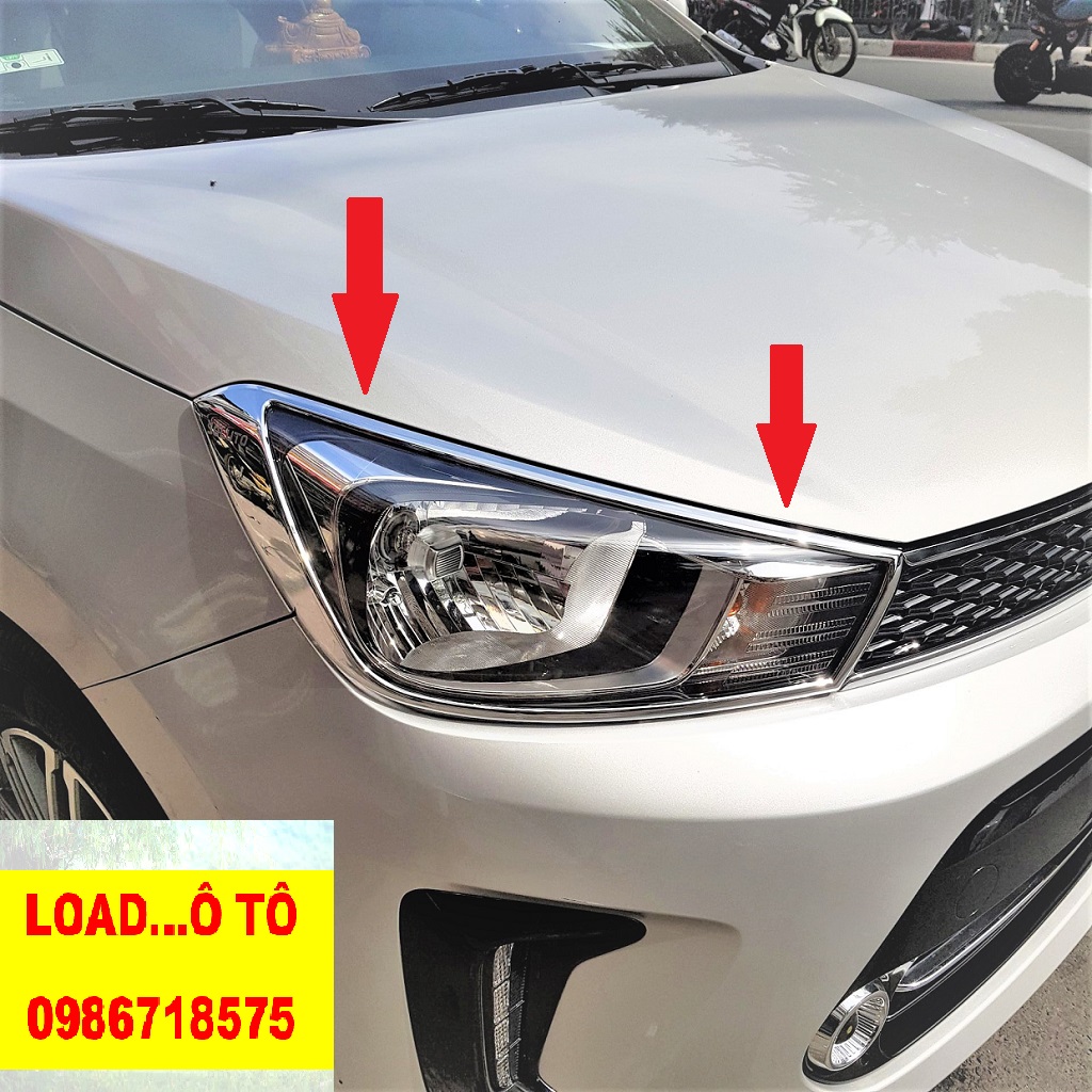 Ốp viền đèn pha, hậu xe kia soluto 2023-2019 mạ crom sáng bóng cao cấp