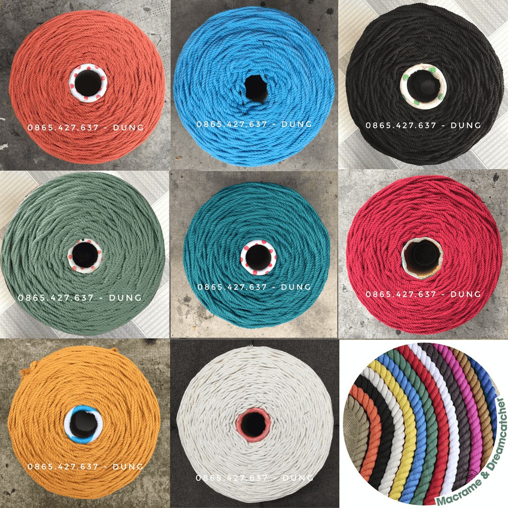 [HCM]0.5kg dây thừng macrame màu 5mm - Macrame Colour VietNam