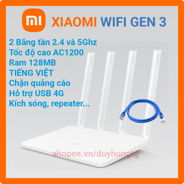 Bảng giá Phát WIFI XIAOMI GEN 3 Router chuẩn AC [ Tiếng Việt ] tốc độ cao Rom PADAVAN Phong Vũ