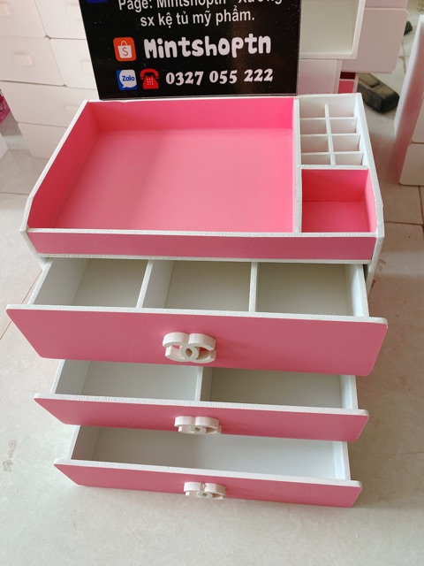 Tủ đựng mỹ phẩm 4 tầng hồng 30cm
