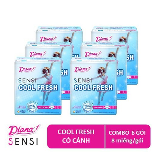 DIANA SENSI COOL MỎNG CÁNH 8MIẾNG ( LỐC 6 GÓI)