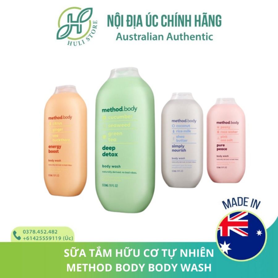 [BILL ÚC HÀNG AIR] SỮA TẮM MÙI THƠM TỰ NHIÊN METHOD BODY ÚC 532ml